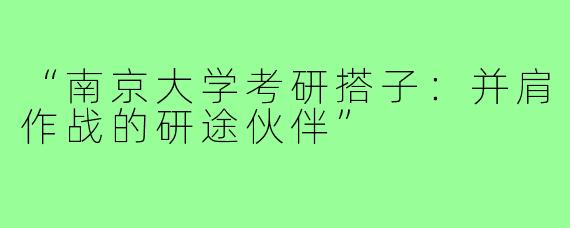 “南京大学考研搭子：并肩作战的研途伙伴”