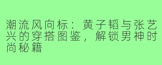 潮流风向标：黄子韬与张艺兴的穿搭图鉴，解锁男神时尚秘籍