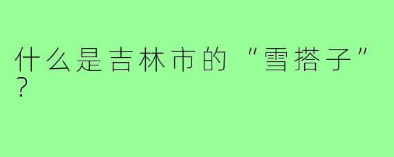 什么是吉林市的“雪搭子”？
