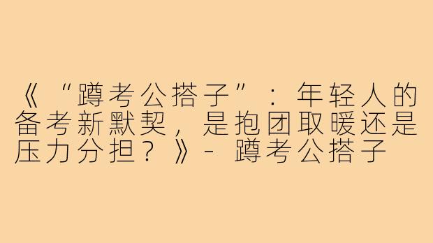 《“蹲考公搭子”：年轻人的备考新默契，是抱团取暖还是压力分担？》-蹲考公搭子