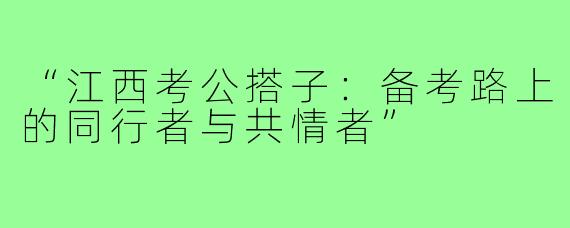 “江西考公搭子：备考路上的同行者与共情者”