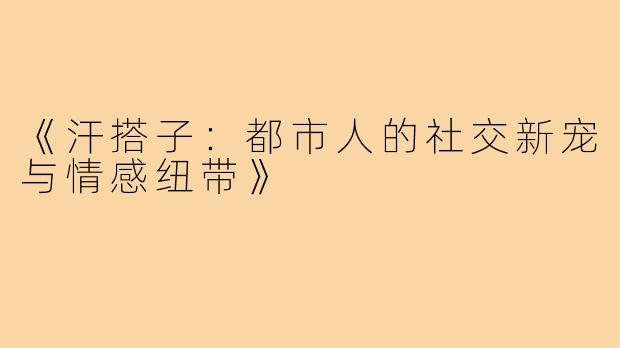 《汗搭子:都市人的社交新宠与情感纽带》