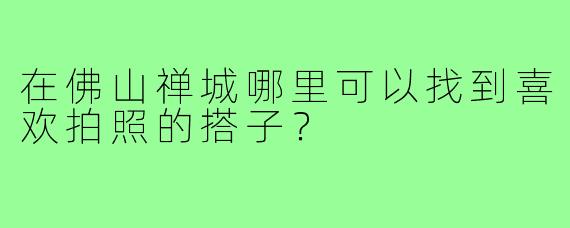 在佛山禅城哪里可以找到喜欢拍照的搭子?