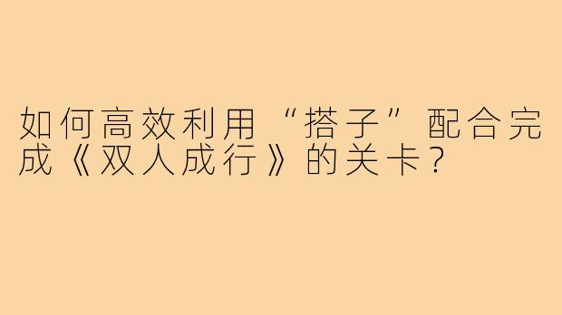 如何高效利用“搭子”配合完成《双人成行》的关卡?