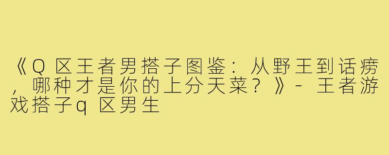《Q区王者男搭子图鉴：从野王到话痨，哪种才是你的上分天菜？》-王者游戏搭子q区男生