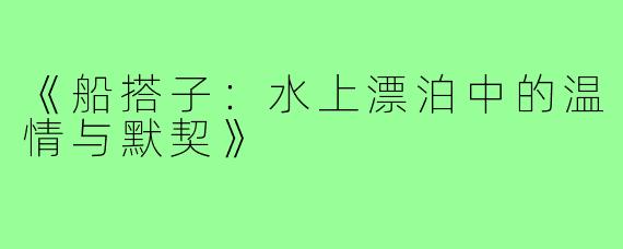 《船搭子:水上漂泊中的温情与默契》