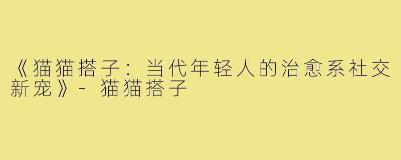 《猫猫搭子：当代年轻人的治愈系社交新宠》-猫猫搭子