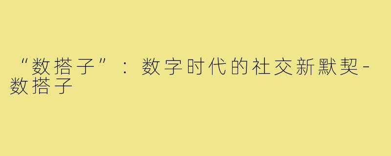 “数搭子”:数字时代的社交新默契-数搭子