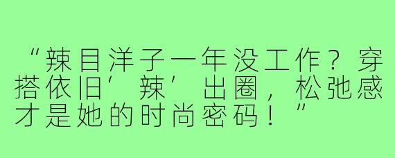 “辣目洋子一年没工作？穿搭依旧‘辣’出圈，松弛感才是她的时尚密码！”