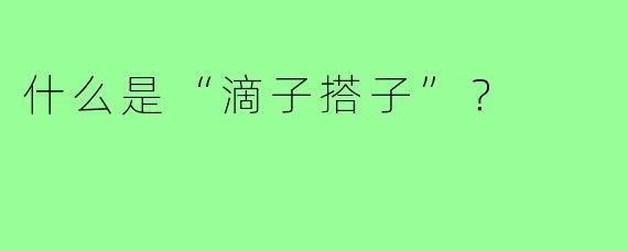什么是“滴子搭子”？
