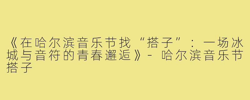 《在哈尔滨音乐节找“搭子”：一场冰城与音符的青春邂逅》-哈尔滨音乐节搭子