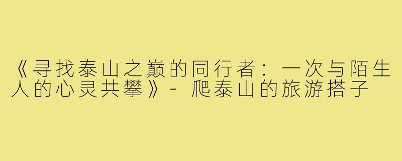 《寻找泰山之巅的同行者：一次与陌生人的心灵共攀》-爬泰山的旅游搭子