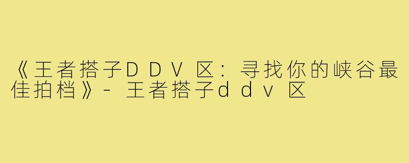 《王者搭子DDV区：寻找你的峡谷最佳拍档》-王者搭子ddv区