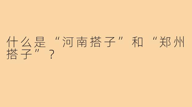 什么是“河南搭子”和“郑州搭子”?