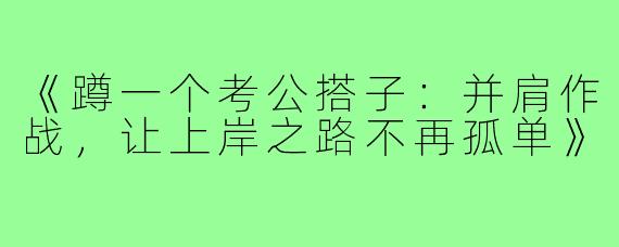 《蹲一个考公搭子：并肩作战，让上岸之路不再孤单》
