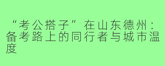 “考公搭子”在山东德州：备考路上的同行者与城市温度