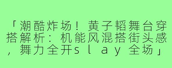 「潮酷炸场!黄子韬舞台穿搭解析:机能风混搭街头感,舞力全开slay全场」