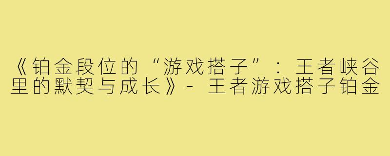 《铂金段位的“游戏搭子”:王者峡谷里的默契与成长》-王者游戏搭子铂金
