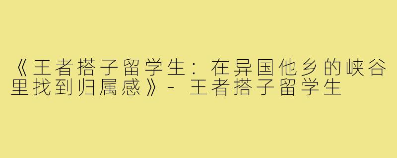 《王者搭子留学生：在异国他乡的峡谷里找到归属感》-王者搭子留学生