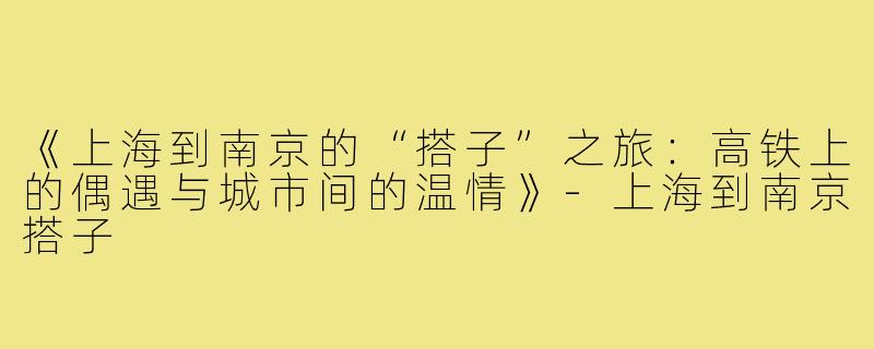 《上海到南京的“搭子”之旅:高铁上的偶遇与城市间的温情》-上海到南京搭子