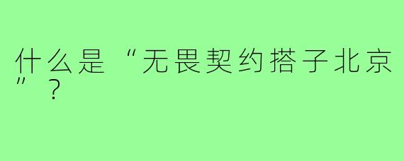 什么是“无畏契约搭子北京”？