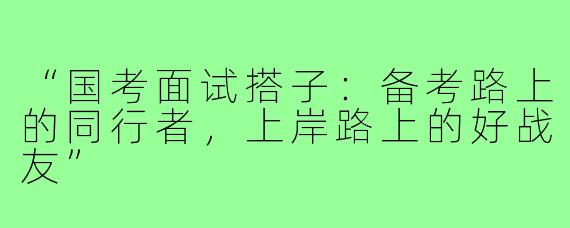 “国考面试搭子：备考路上的同行者，上岸路上的好战友”