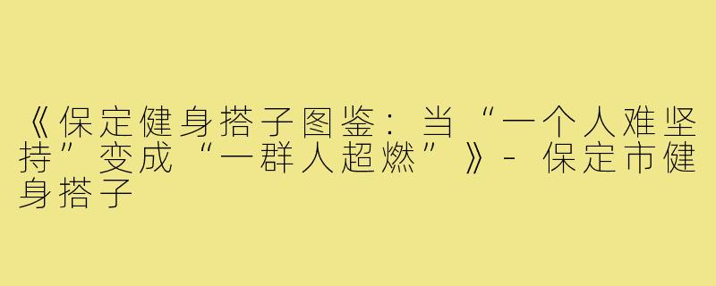 《保定健身搭子图鉴：当“一个人难坚持”变成“一群人超燃”》-保定市健身搭子