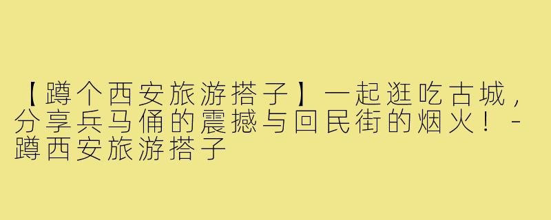 【蹲个西安旅游搭子】一起逛吃古城,分享兵马俑的震撼与回民街的烟火!-蹲西安旅游搭子