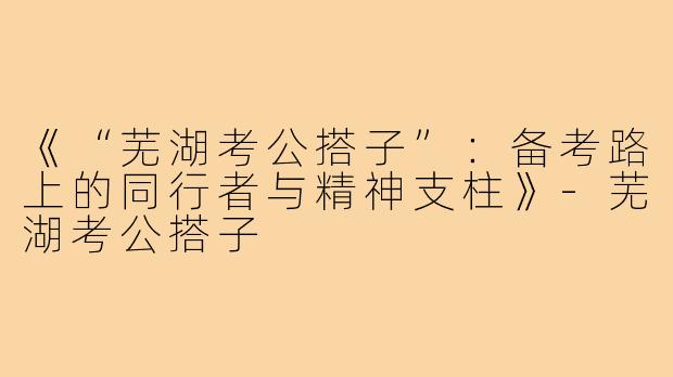 《“芜湖考公搭子”:备考路上的同行者与精神支柱》-芜湖考公搭子