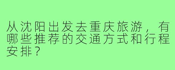 从沈阳出发去重庆旅游,有哪些推荐的交通方式和行程安排?