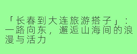 「长春到大连旅游搭子」：一路向东，邂逅山海间的浪漫与活力