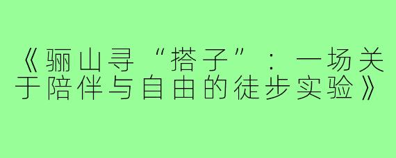 《骊山寻“搭子”：一场关于陪伴与自由的徒步实验》