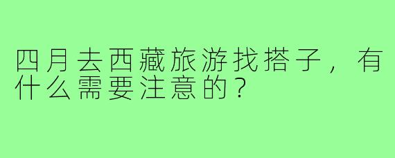 四月去西藏旅游找搭子，有什么需要注意的？