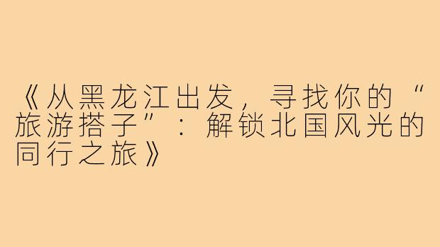 《从黑龙江出发，寻找你的“旅游搭子”：解锁北国风光的同行之旅》