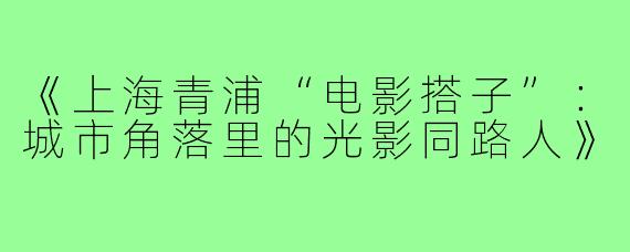 《上海青浦“电影搭子”：城市角落里的光影同路人》