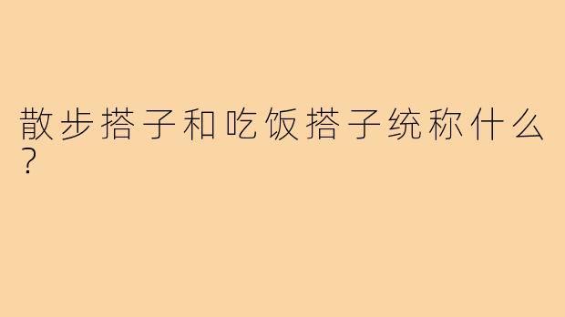散步搭子和吃饭搭子统称什么?