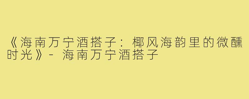 《海南万宁酒搭子:椰风海韵里的微醺时光》-海南万宁酒搭子