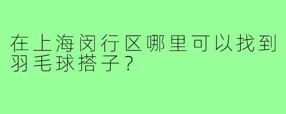 在上海闵行区哪里可以找到羽毛球搭子?