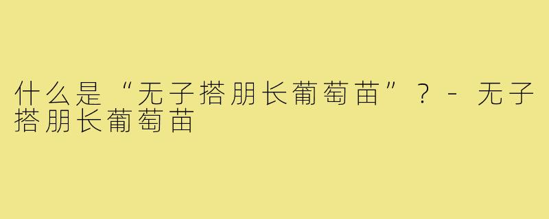 什么是“无子搭朋长葡萄苗”?-无子搭朋长葡萄苗