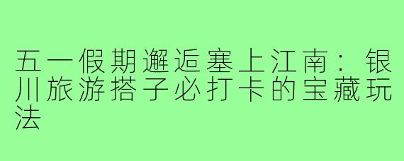 五一假期邂逅塞上江南：银川旅游搭子必打卡的宝藏玩法