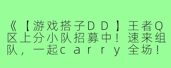 《【游戏搭子DD】王者Q区上分小队招募中!速来组队,一起carry全场!》