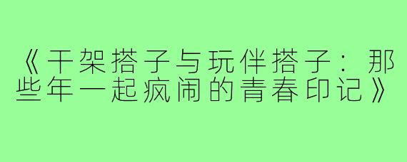 《干架搭子与玩伴搭子：那些年一起疯闹的青春印记》