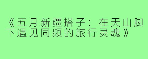 《五月新疆搭子：在天山脚下遇见同频的旅行灵魂》