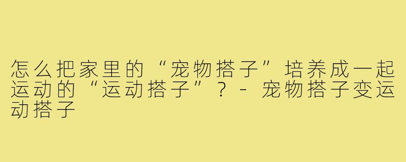 怎么把家里的“宠物搭子”培养成一起运动的“运动搭子”？-宠物搭子变运动搭子