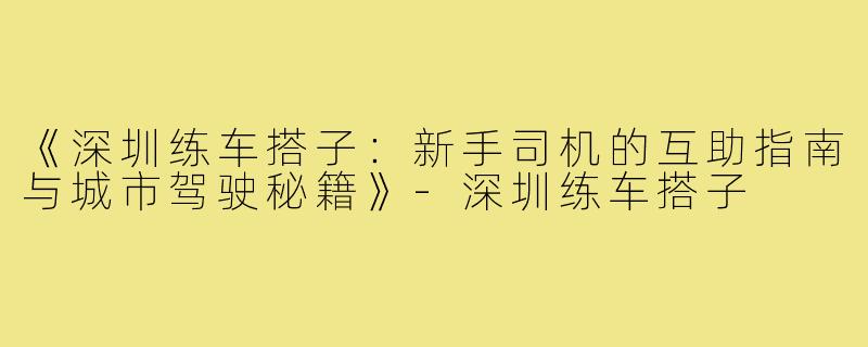 《深圳练车搭子：新手司机的互助指南与城市驾驶秘籍》-深圳练车搭子