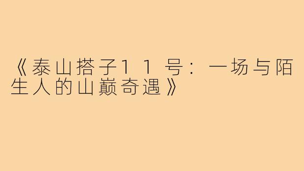 《泰山搭子11号：一场与陌生人的山巅奇遇》