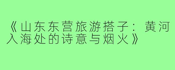 《山东东营旅游搭子：黄河入海处的诗意与烟火》