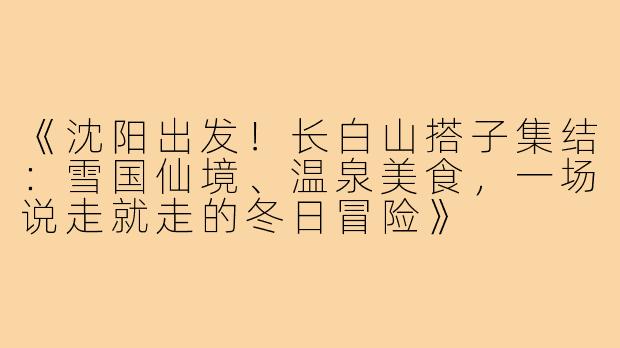 《沈阳出发！长白山搭子集结：雪国仙境、温泉美食，一场说走就走的冬日冒险》