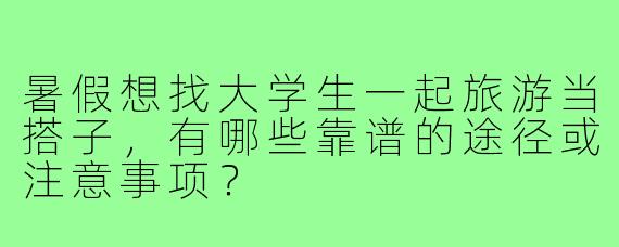 暑假想找大学生一起旅游当搭子,有哪些靠谱的途径或注意事项?