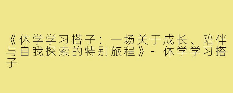 《休学学习搭子：一场关于成长、陪伴与自我探索的特别旅程》-休学学习搭子
